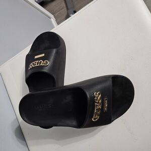 Guess Black Sandals with Metallic Branding